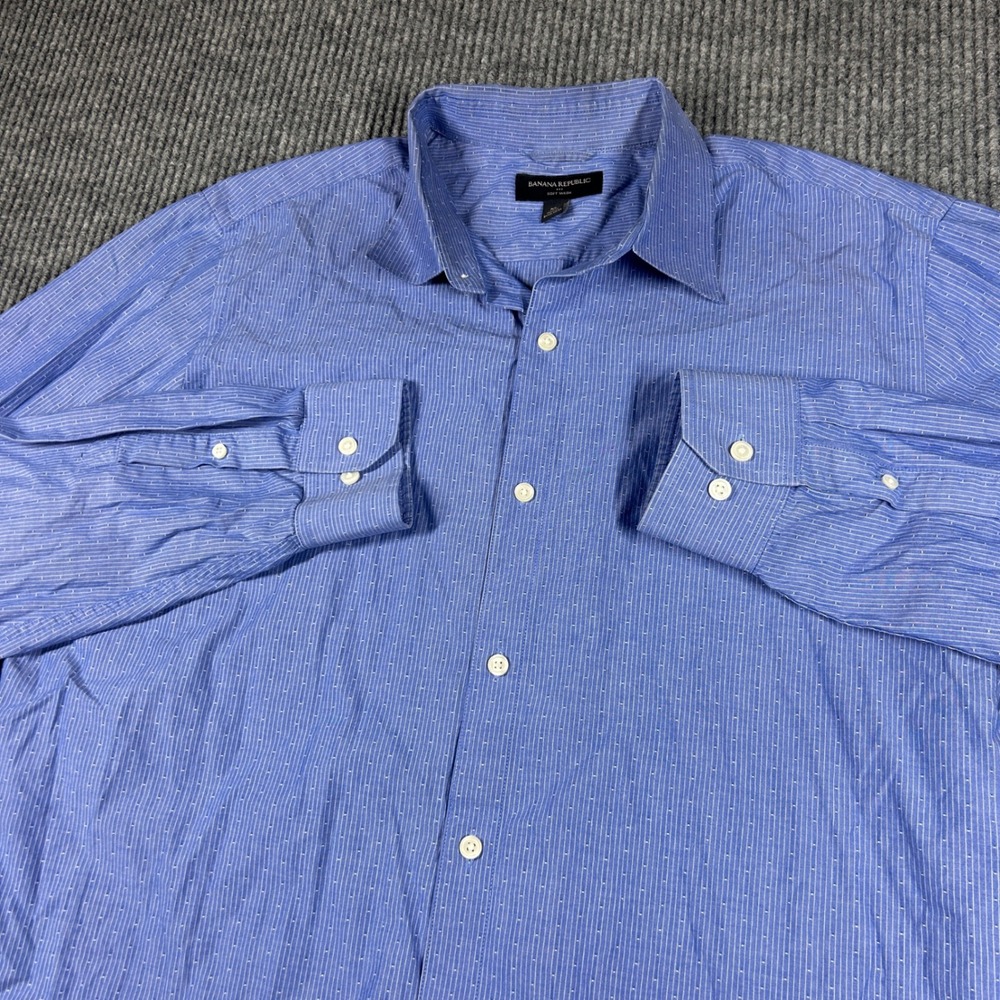 Banana Republic Shirt Men's XL Soft Wash Blue Micro Dobby Stripe Long Sleeve
